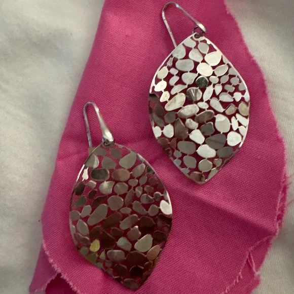 Sterling Silver Leaf Earrings - Picture 2 of 2